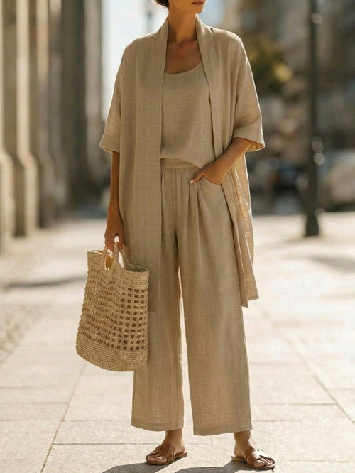 New Arrivals🔥Women's Short-sleeved Casual Open-front Loose Cotton Linen Set