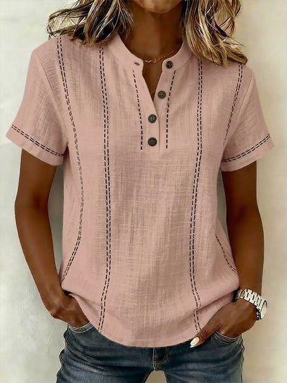 New Arrivals🔥Women's V-neck Short-sleeve Casual Loose Cotton-linen Top