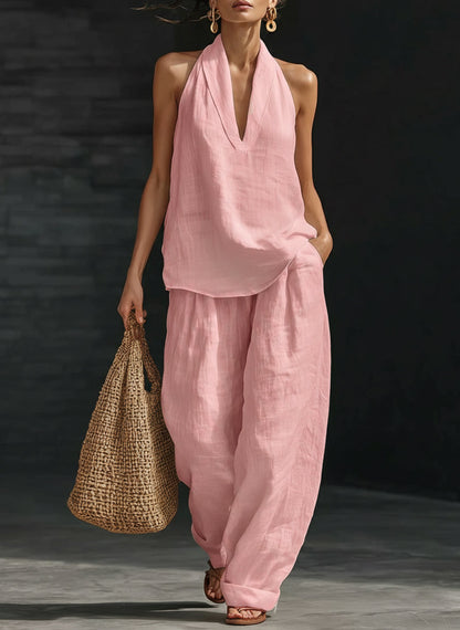 Casual And Cozy Minimalist Linen Two-piece Set